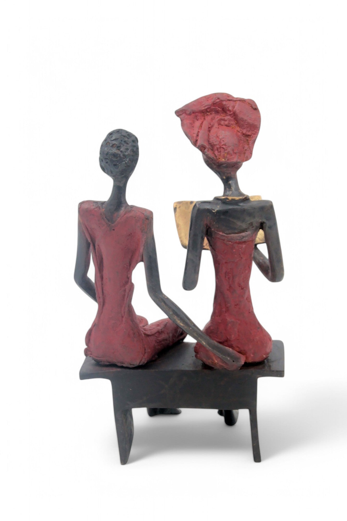 Bronze couple assis 20 cm rouge n°1 Bronzes d'Afrique