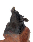 Bronze Feuille couple de sangliers 56 cm marron et vert n°1 Bronzes d'Afrique