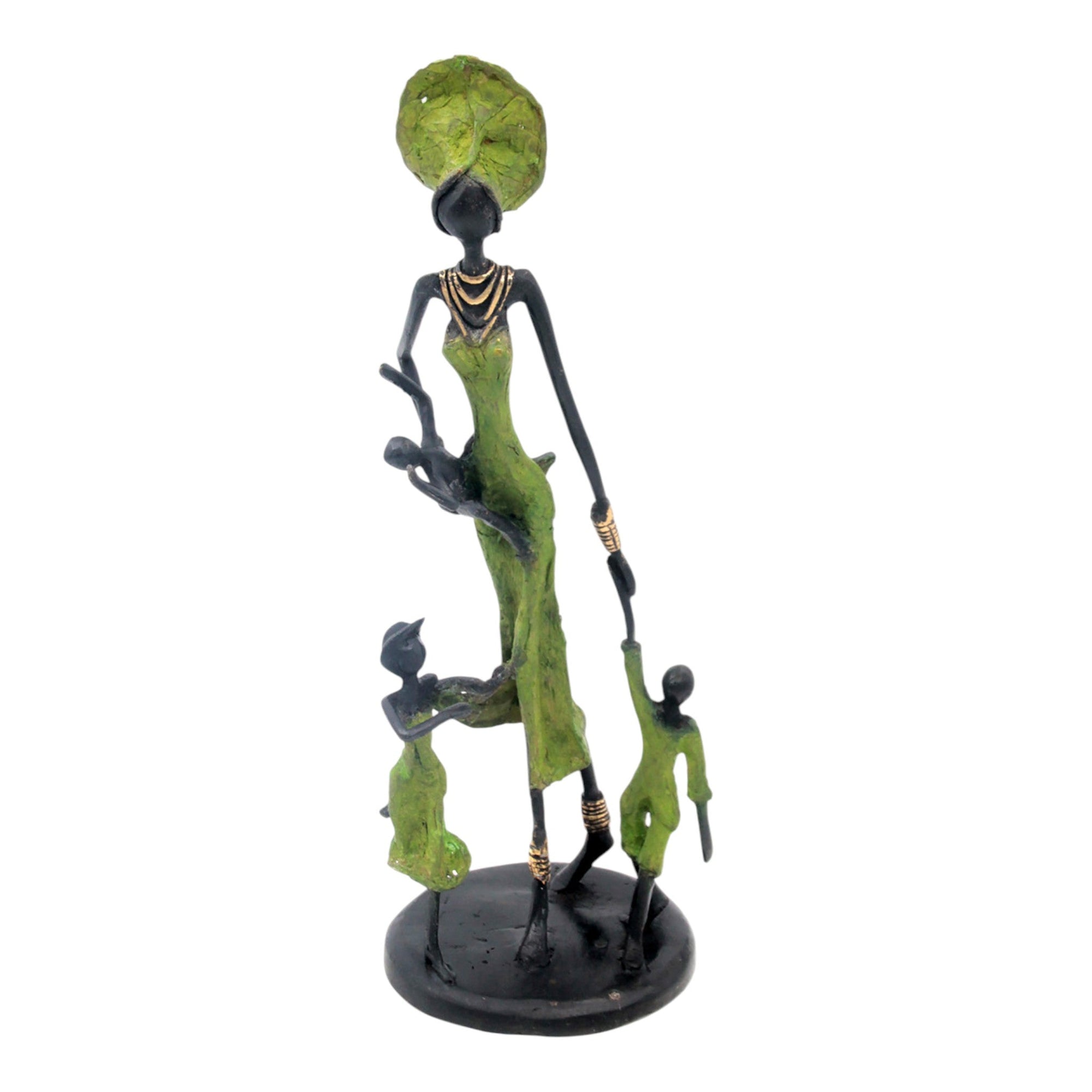 Bronze 3 enfants 35 cm vert Bronzes d'Afrique