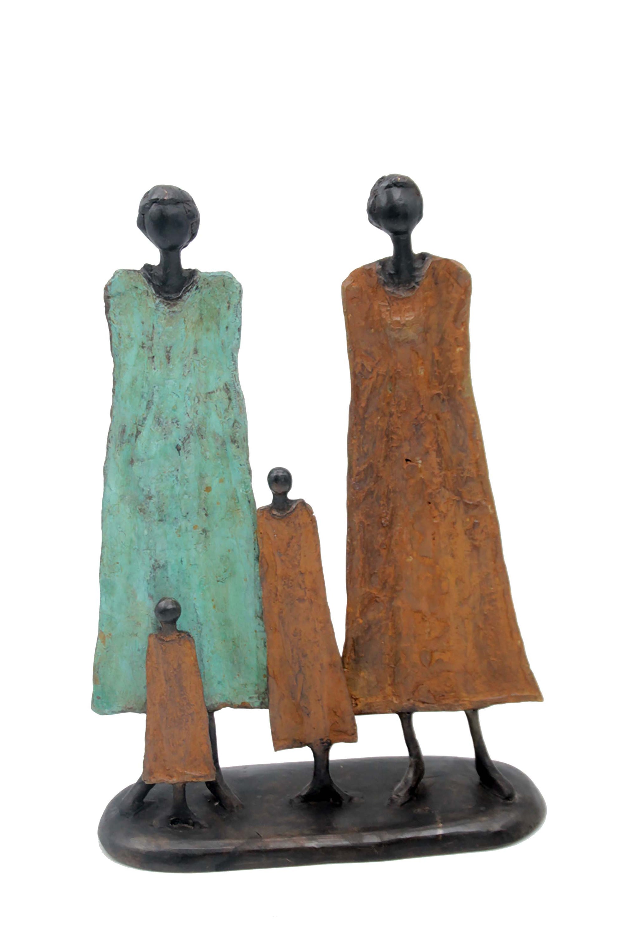 Famille 35 cm marron & verte n°1 Bronzes d'Afrique