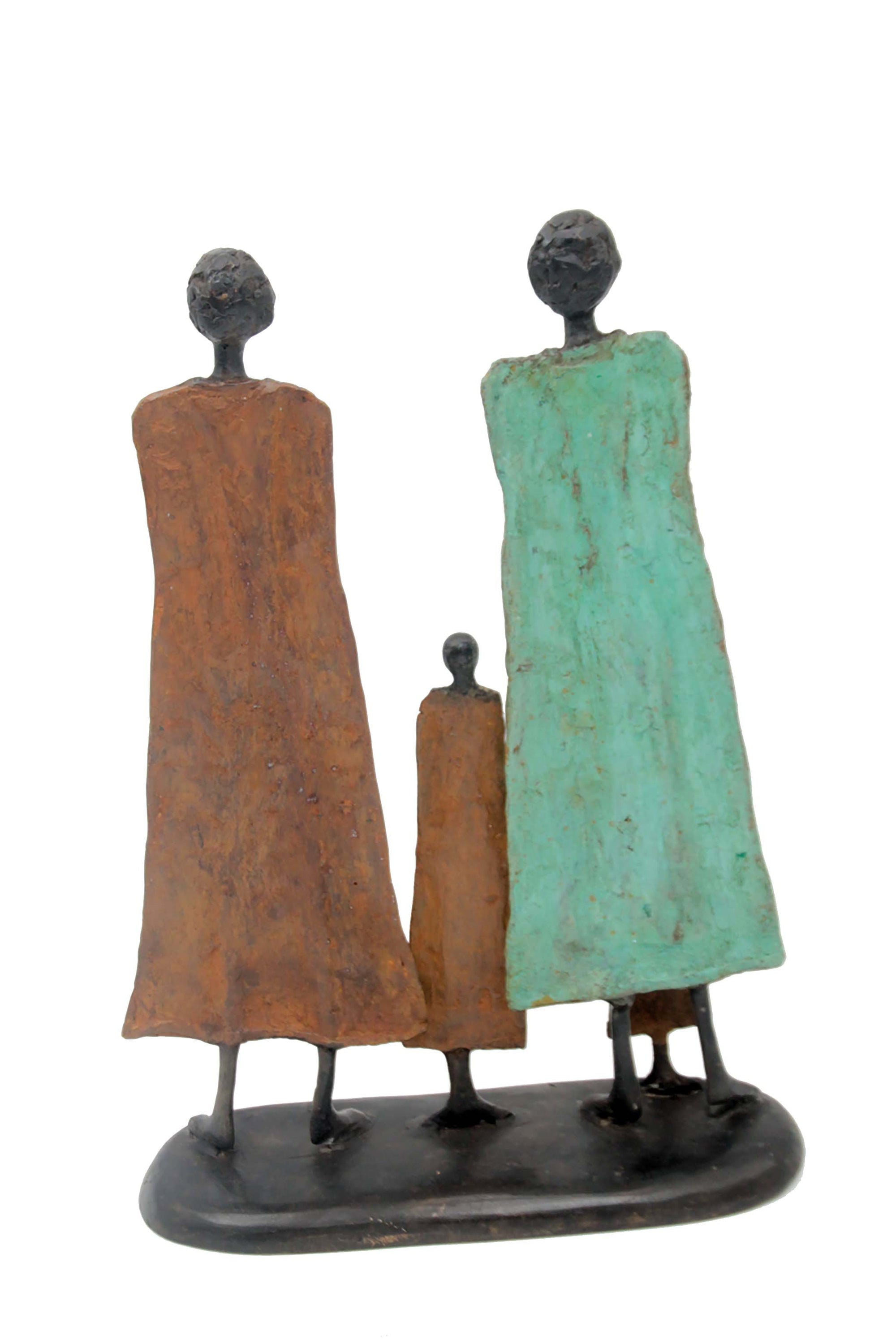 Famille 35 cm marron & verte n°1 Bronzes d'Afrique