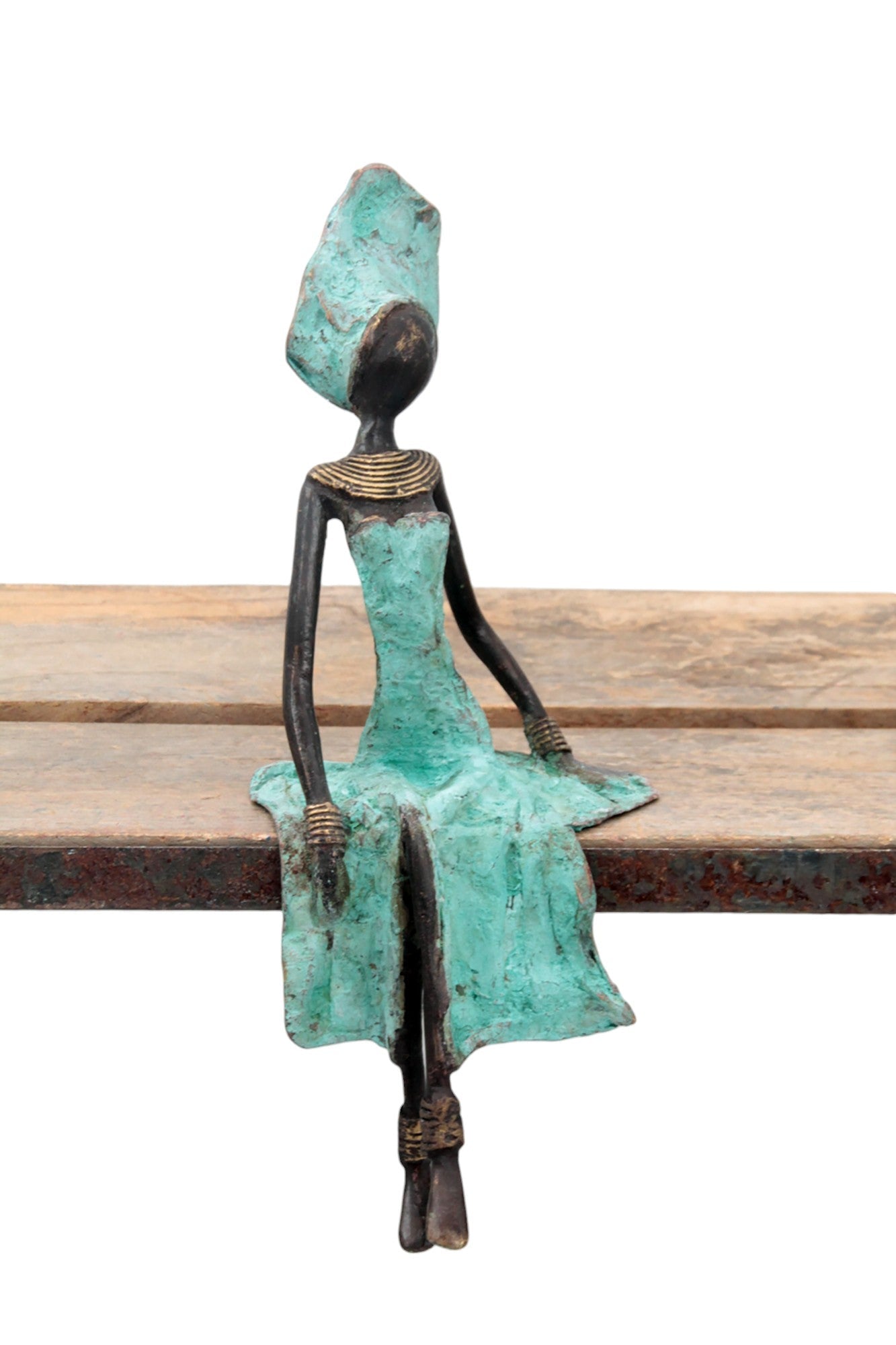 Bronze assis 25 cm turquoise n°5 