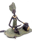 Bronze assis au sol 25 cm vert n°3 