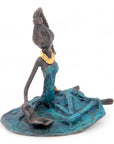 Bronze assis au sol 25 cm bleu n°7 