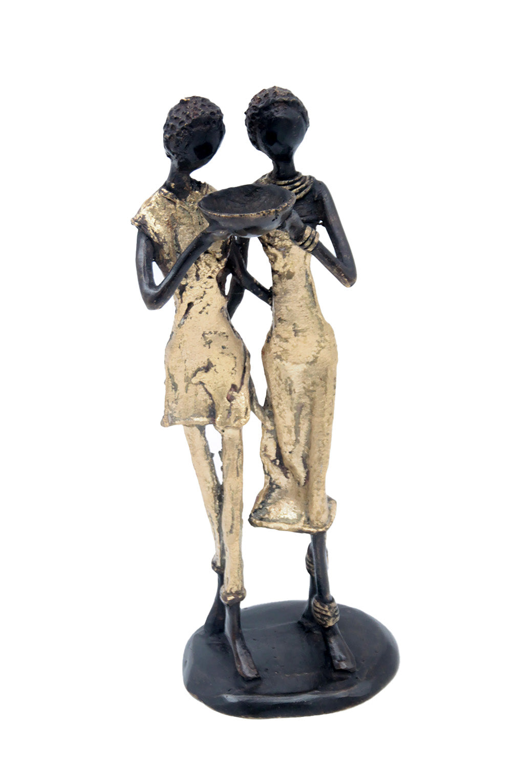 Bronze couple 25 cm doré n°1 Bronzes d'Afrique