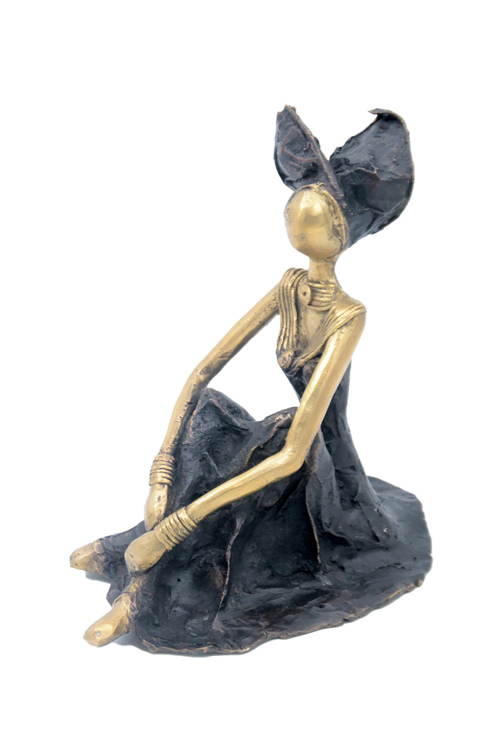 Bronze assis au sol 55 cm noir et doré n°3 Bronzes d'Afrique
