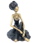Bronze assis au sol 55 cm noir et doré n°3 Bronzes d'Afrique