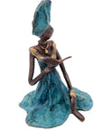 Bronze assis au sol 55 cm bleu n°1 Bronzes d'Afrique