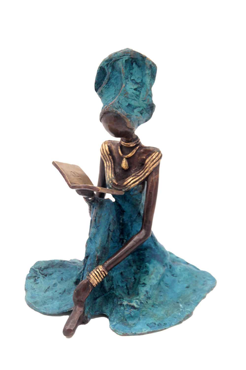 Bronze assis au sol 55 cm bleu n°1 Bronzes d'Afrique