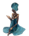 Bronze assis au sol 55 cm bleu n°1 Bronzes d'Afrique