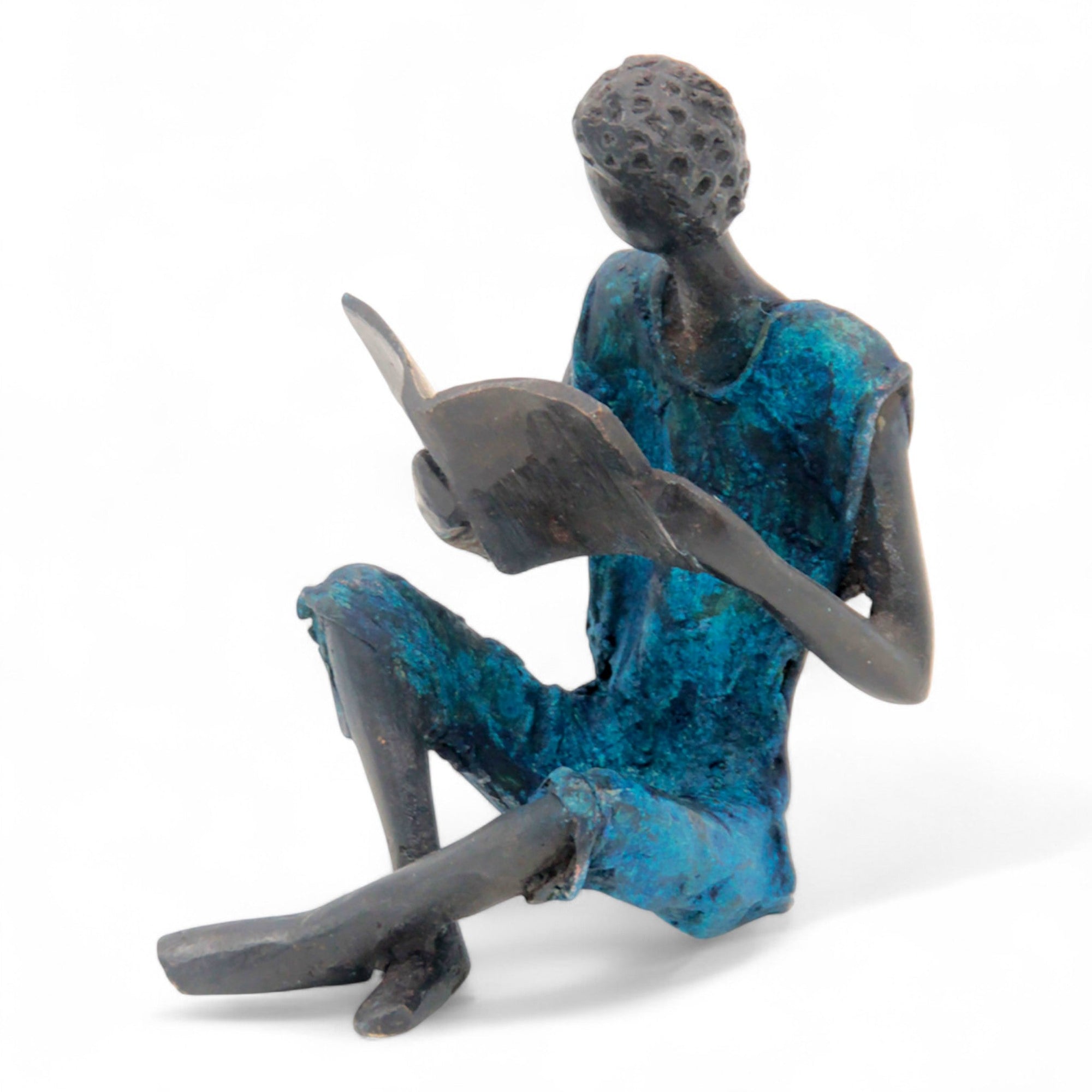 Bronze assis à poser 25 cm bleu n°5 