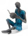 Bronze assis à poser 25 cm bleu n°5 