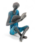 Bronze assis à poser 25 cm bleu n°5 