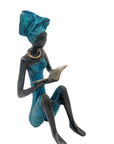 Bronze assis à poser 55 cm bleu n°2 Bronzes d'Afrique