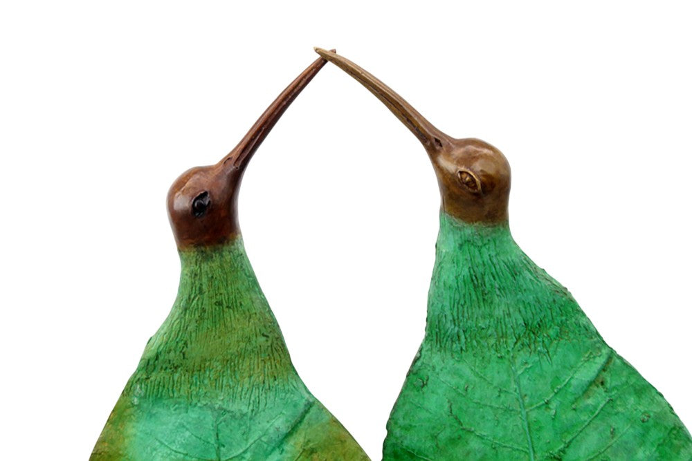 Bronze Feuille Couple oiseaux 