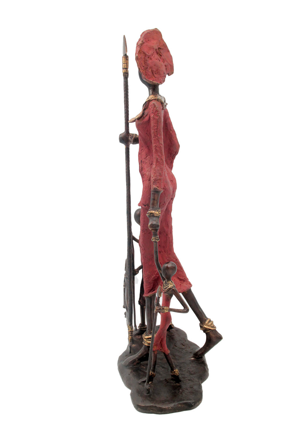 Famille Massaï 50 cm rouge n°1 Bronzes d'Afrique