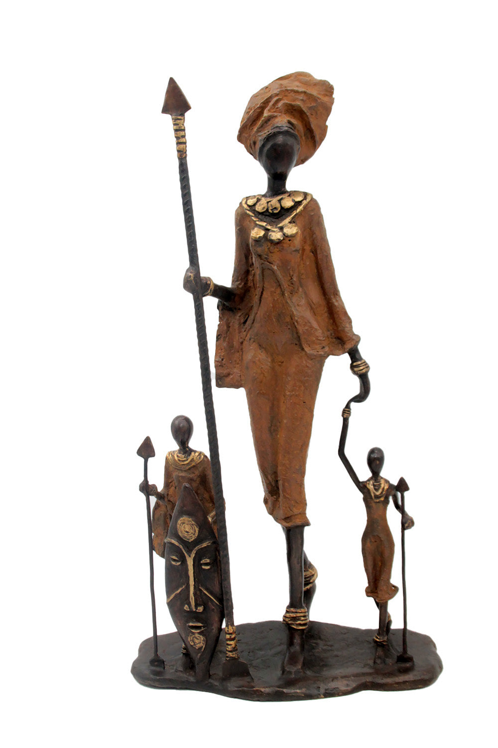 Famille Massaï 50 cm marron n°1 Bronzes d'Afrique