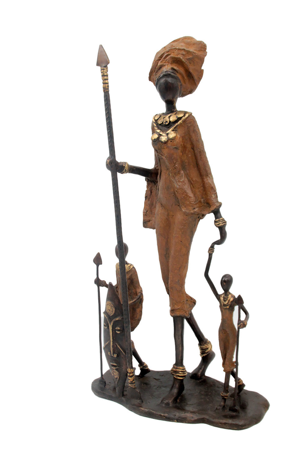 Famille Massaï 50 cm marron n°1 Bronzes d'Afrique