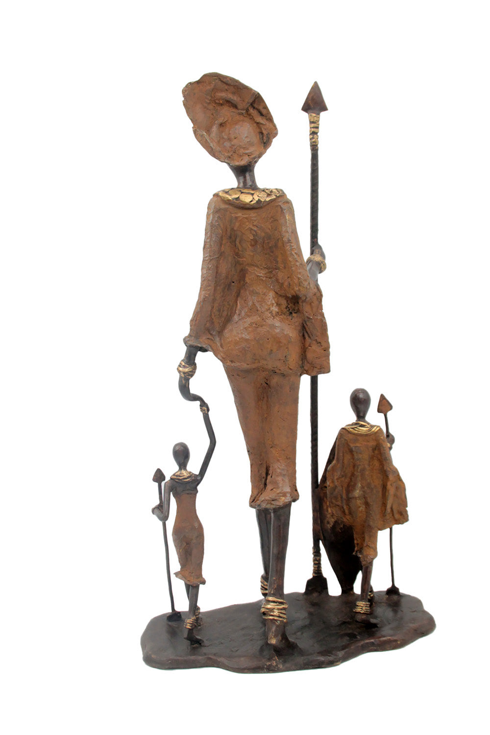 Famille Massaï 50 cm marron n°1 Bronzes d'Afrique