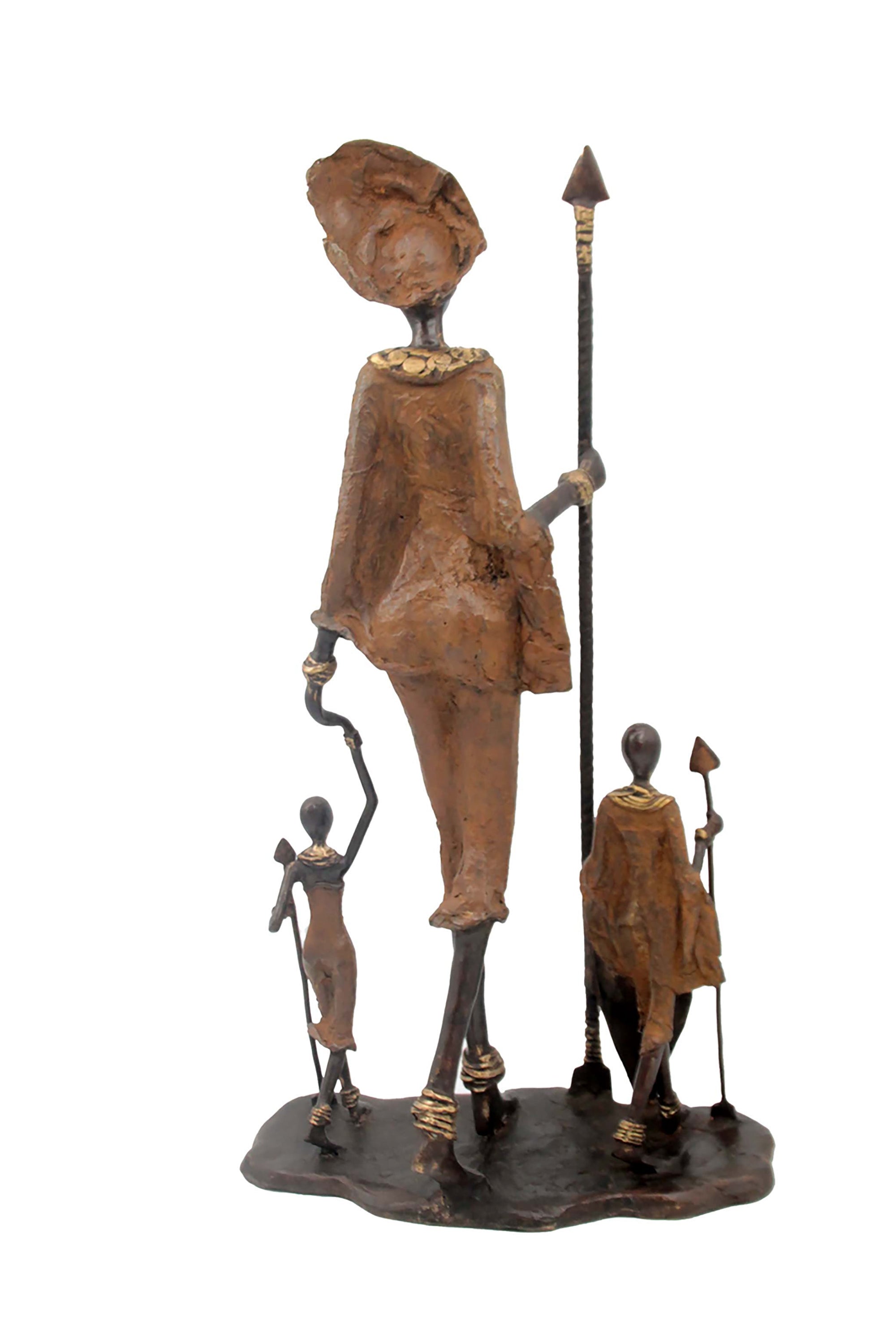Famille Massaï 50 cm marron n°1 Bronzes d'Afrique