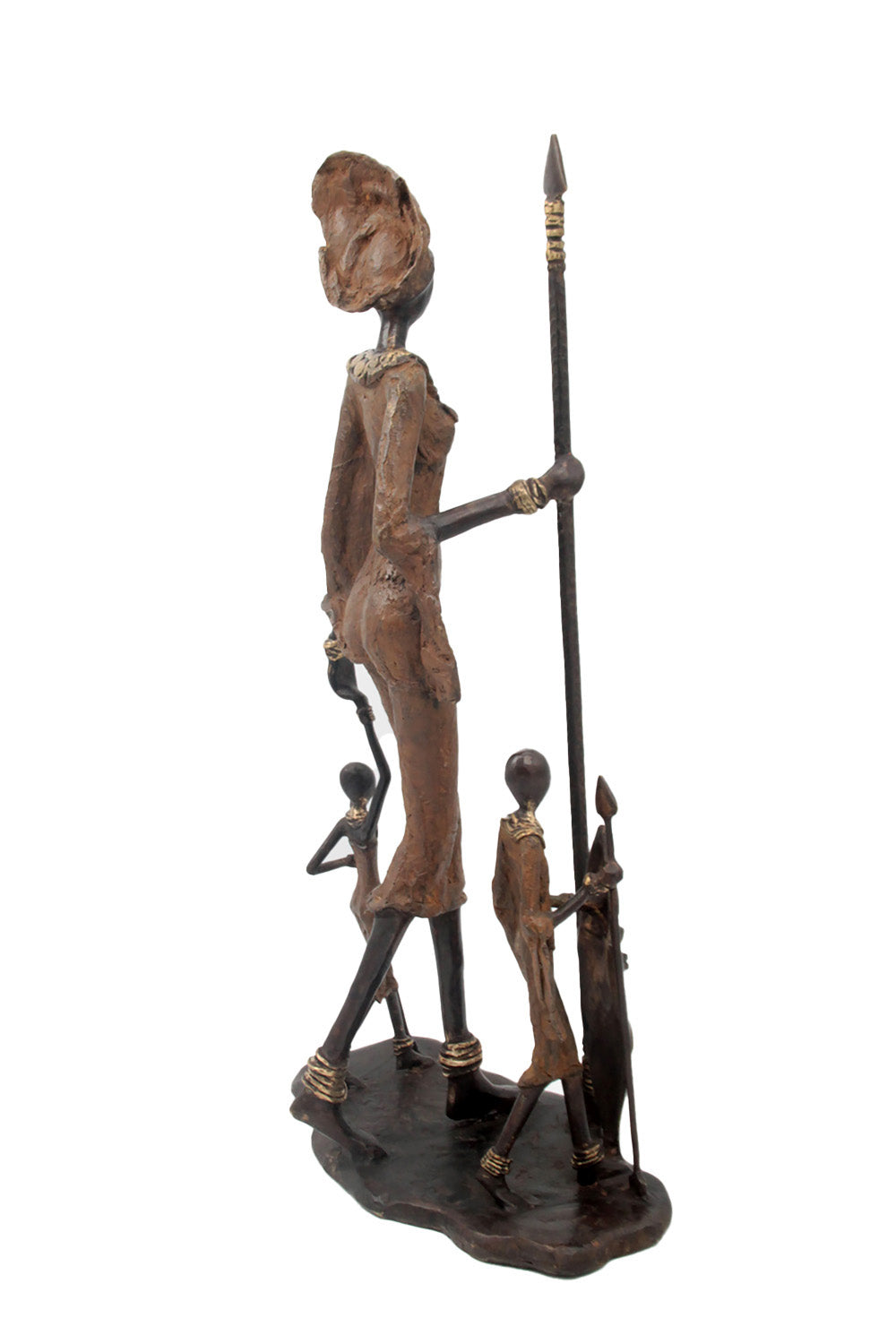 Famille Massaï 50 cm marron n°1 Bronzes d'Afrique