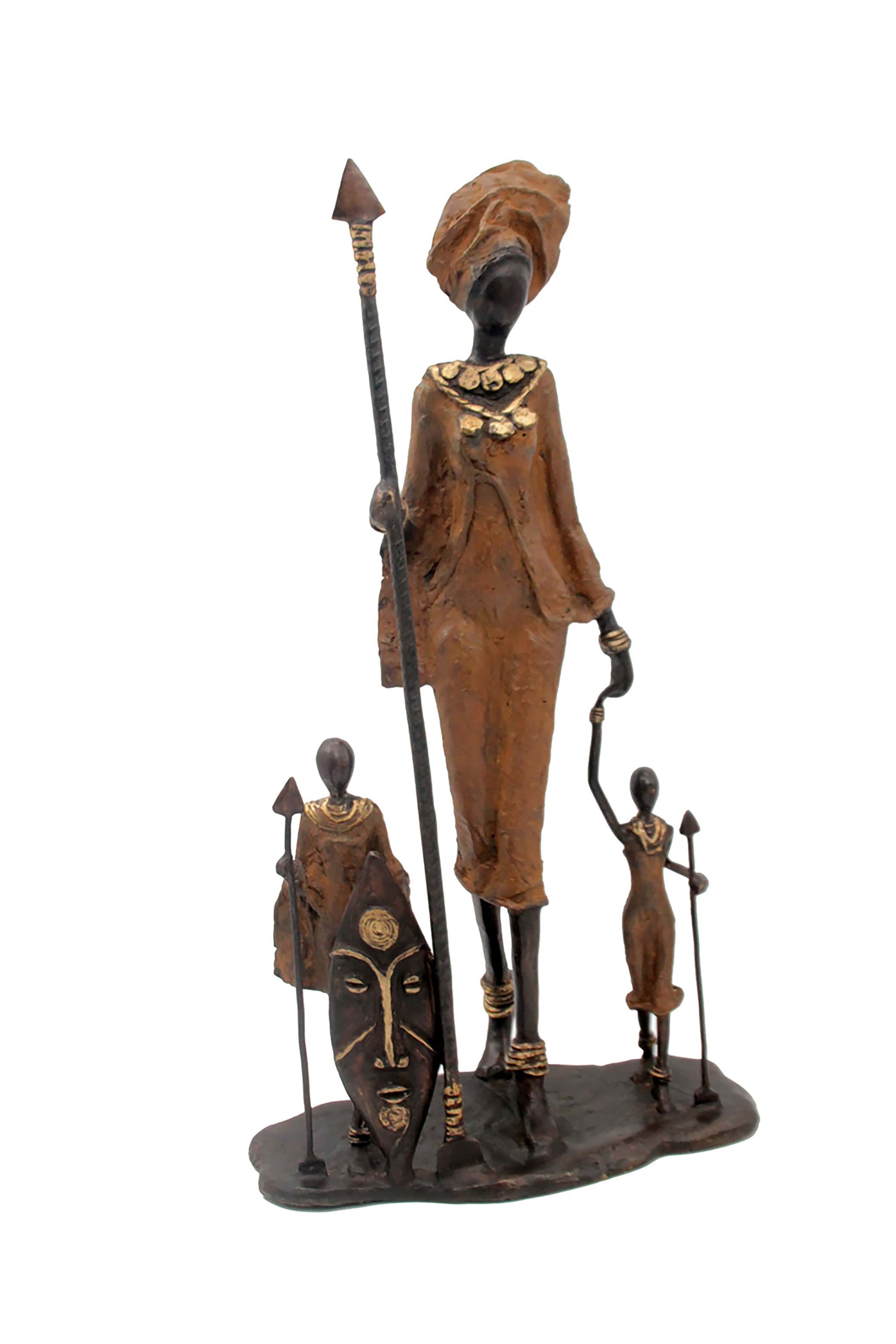 Famille Massaï 50 cm marron n°1 Bronzes d'Afrique