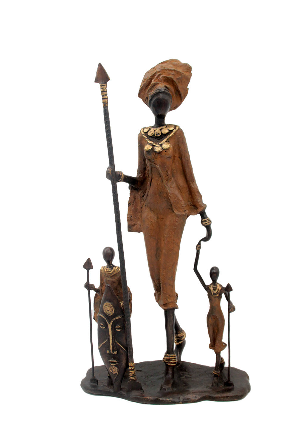 Famille Massaï 50 cm marron n°1 Bronzes d'Afrique