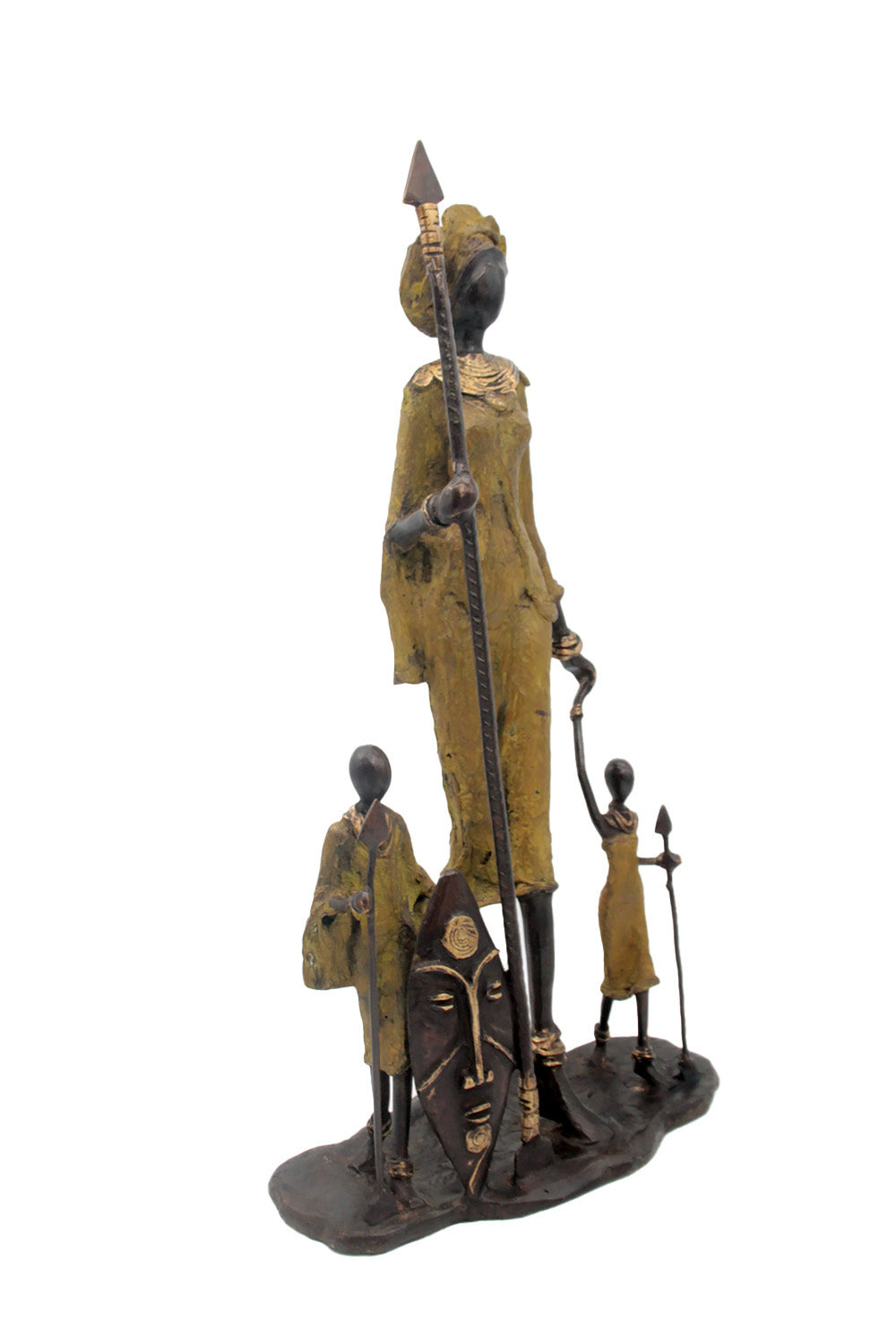 Famille Massaï 50 cm verte n°1 Bronzes d'Afrique