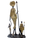 Famille Massaï 50 cm verte n°2 Bronzes d'Afrique