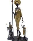 Famille Massaï 50 cm verte n°2 Bronzes d'Afrique