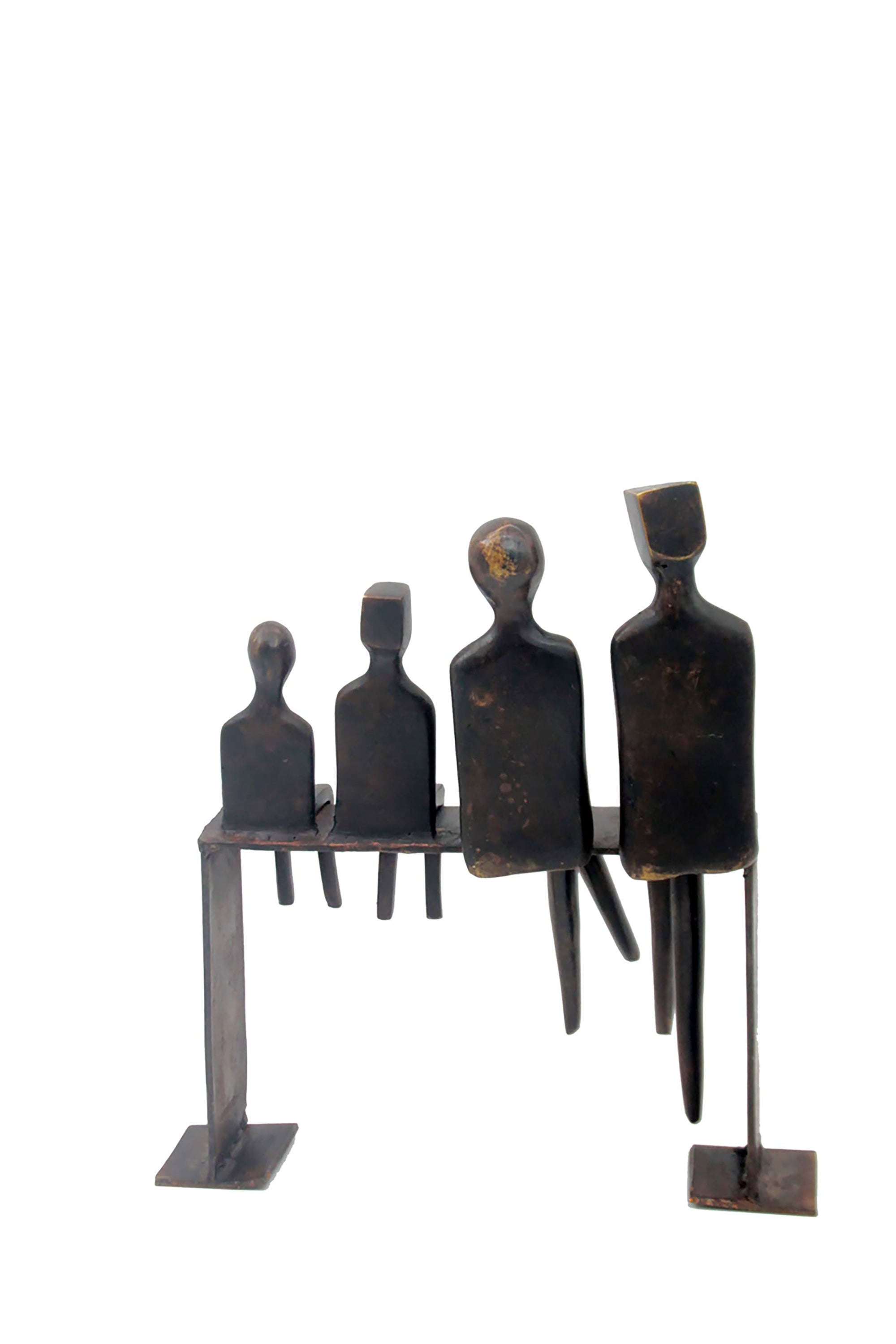 Bronze famille abstraite sur banc 28 cm marron n°3 Bronzes d'Afrique