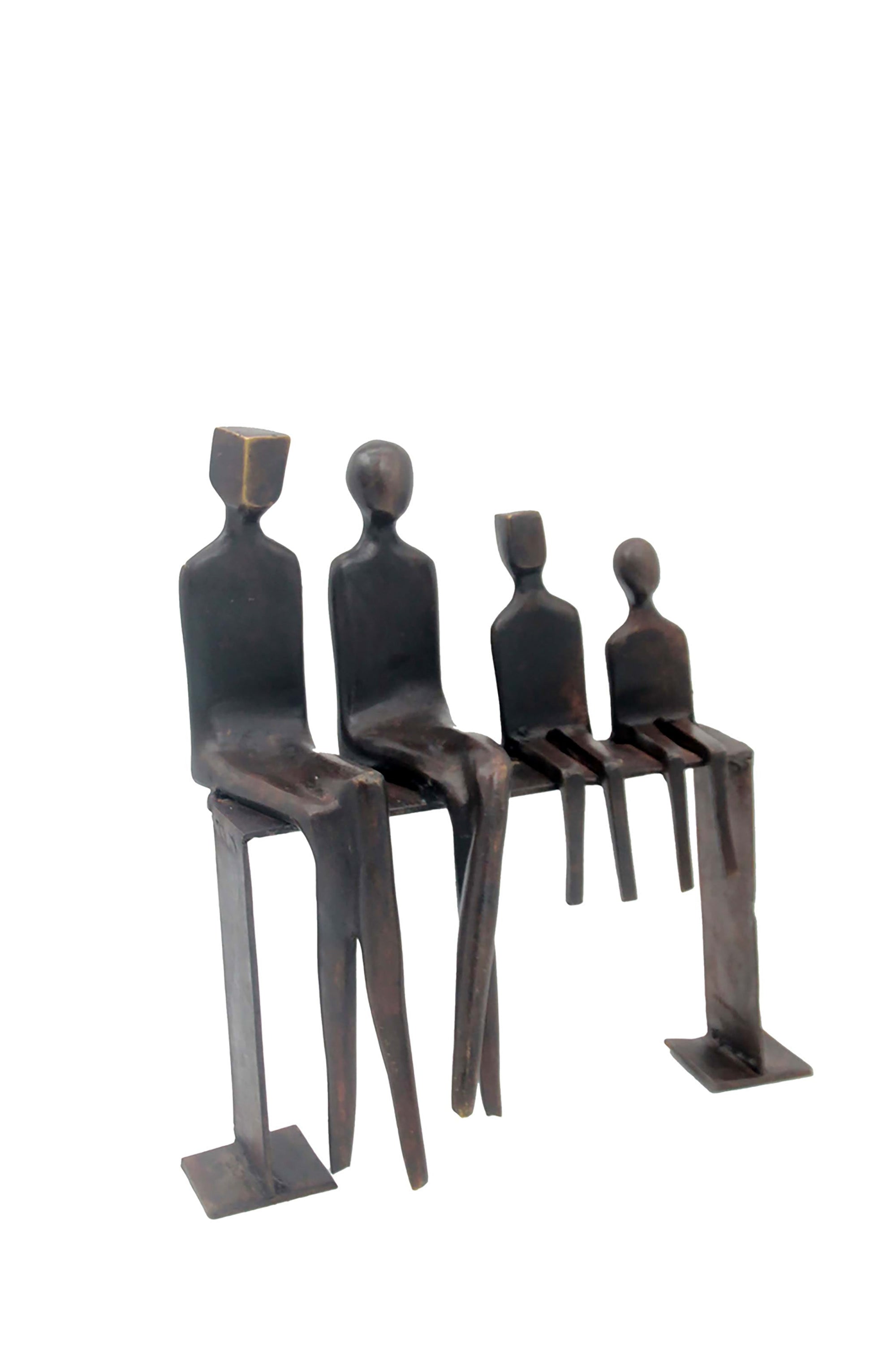 Bronze famille abstraite sur banc 28 cm marron n°3 Bronzes d'Afrique