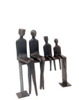 Bronze famille abstraite sur banc 28 cm marron n°3 Bronzes d'Afrique