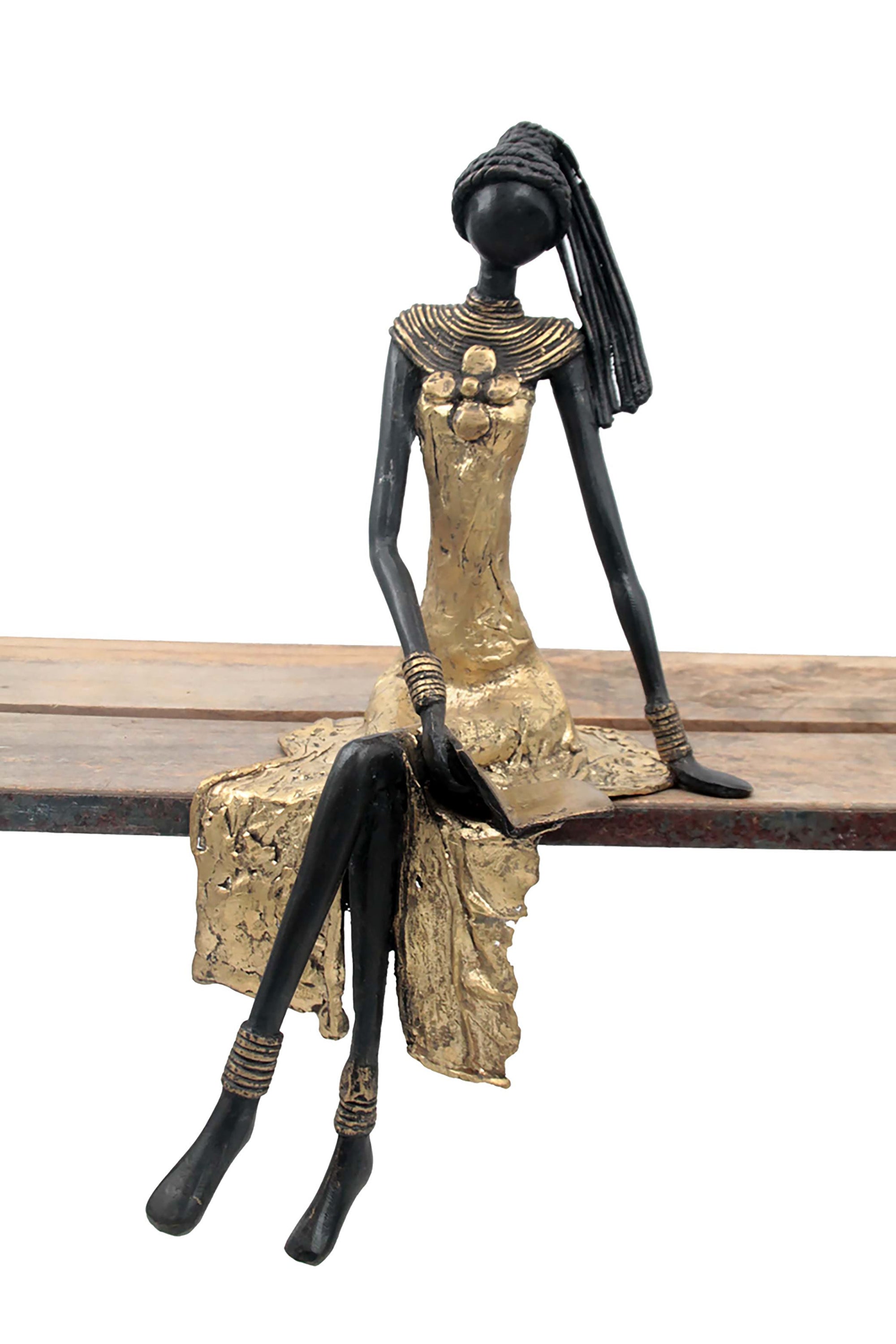 Bronze assis 40 cm doré n°3 Bronzes d'Afrique