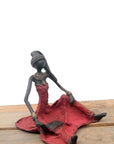 Bronze assis au sol 25 cm rouge n°5 Bronzes d'Afrique