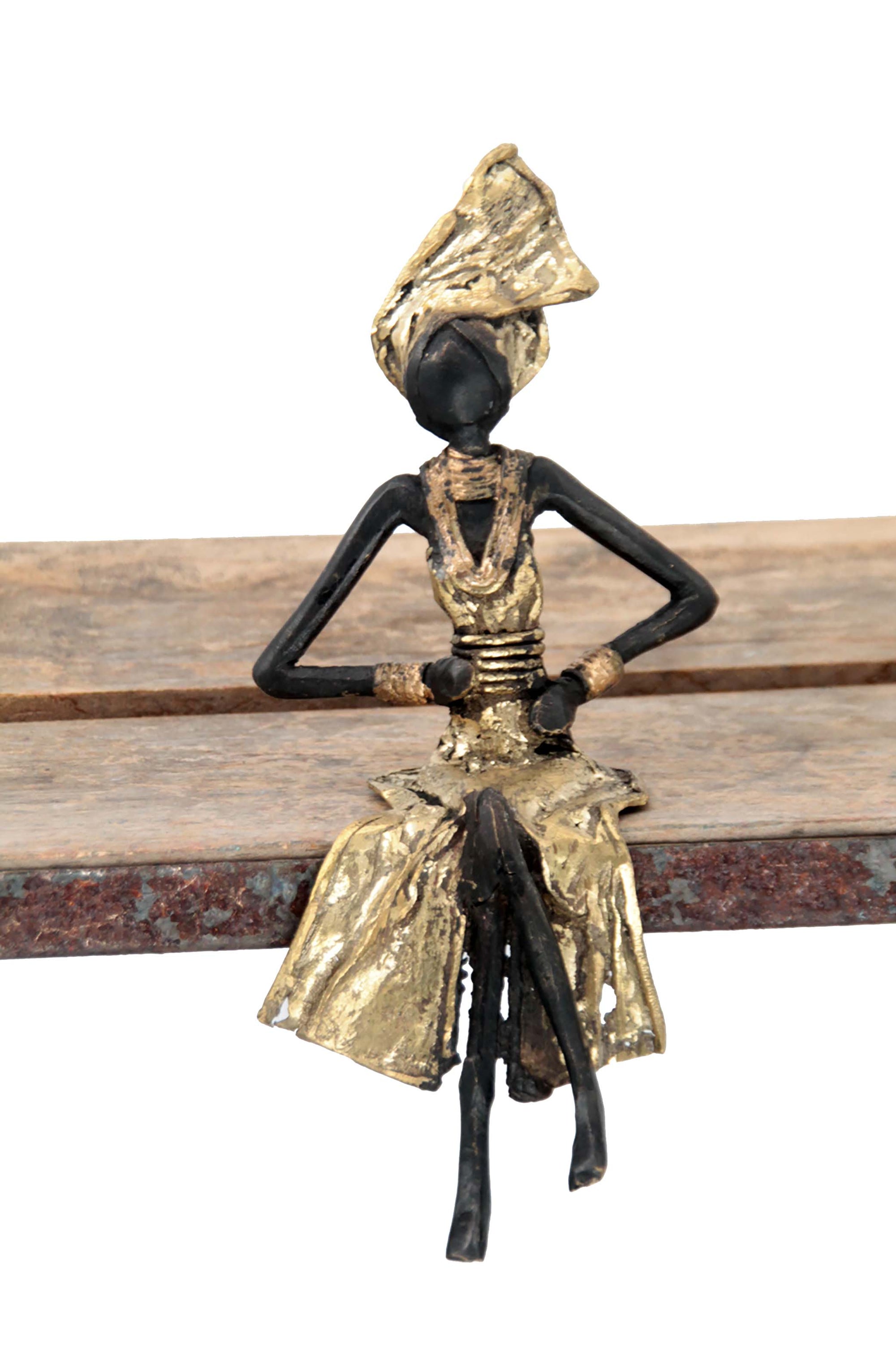 Bronze assis 20 cm doré n°1 Bronzes d'Afrique
