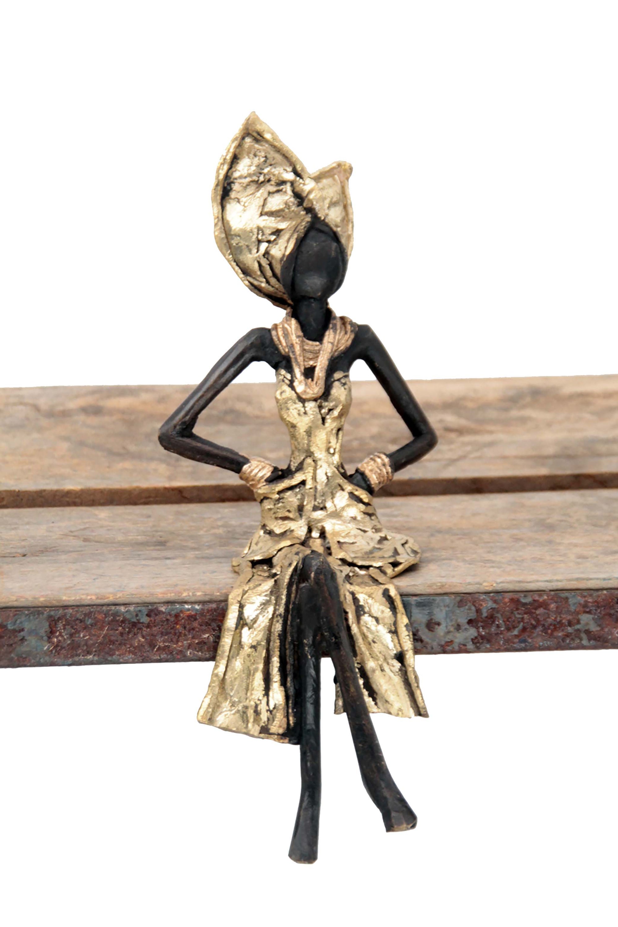 Bronze assis 20 cm doré n°3 Bronzes d'Afrique