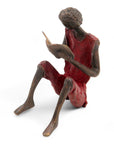 Bronze assis à poser 25 cm rouge n°6 