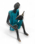 Bronze assis à poser 25 cm bleu n°7 