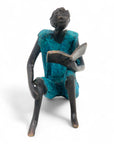 Bronze assis à poser 25 cm bleu n°7 
