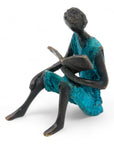 Bronze assis à poser 25 cm bleu n°7 