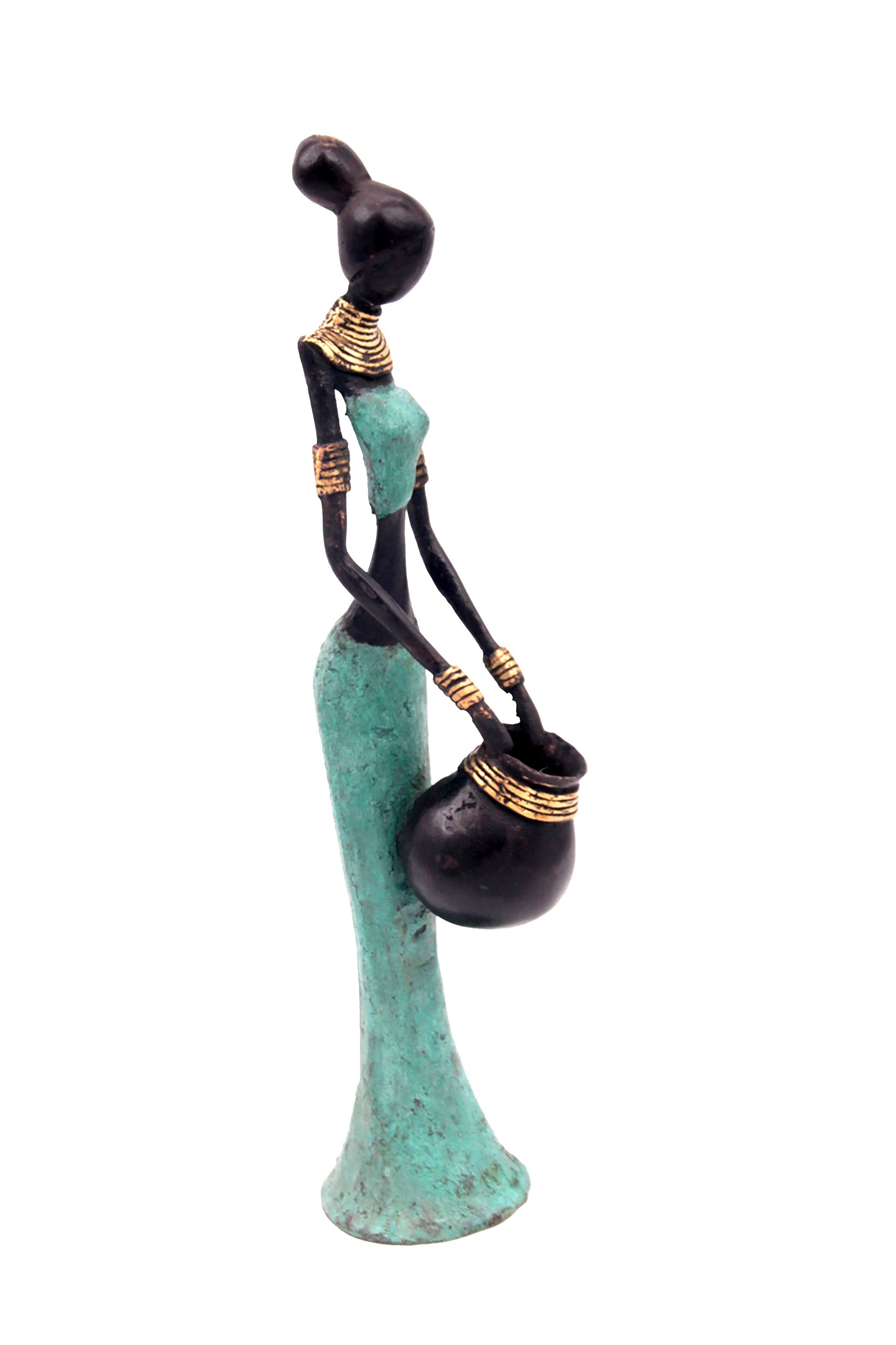 Bronze Mohamadi Dermé 30 cm turquoise n°5 Bronzes d'Afrique