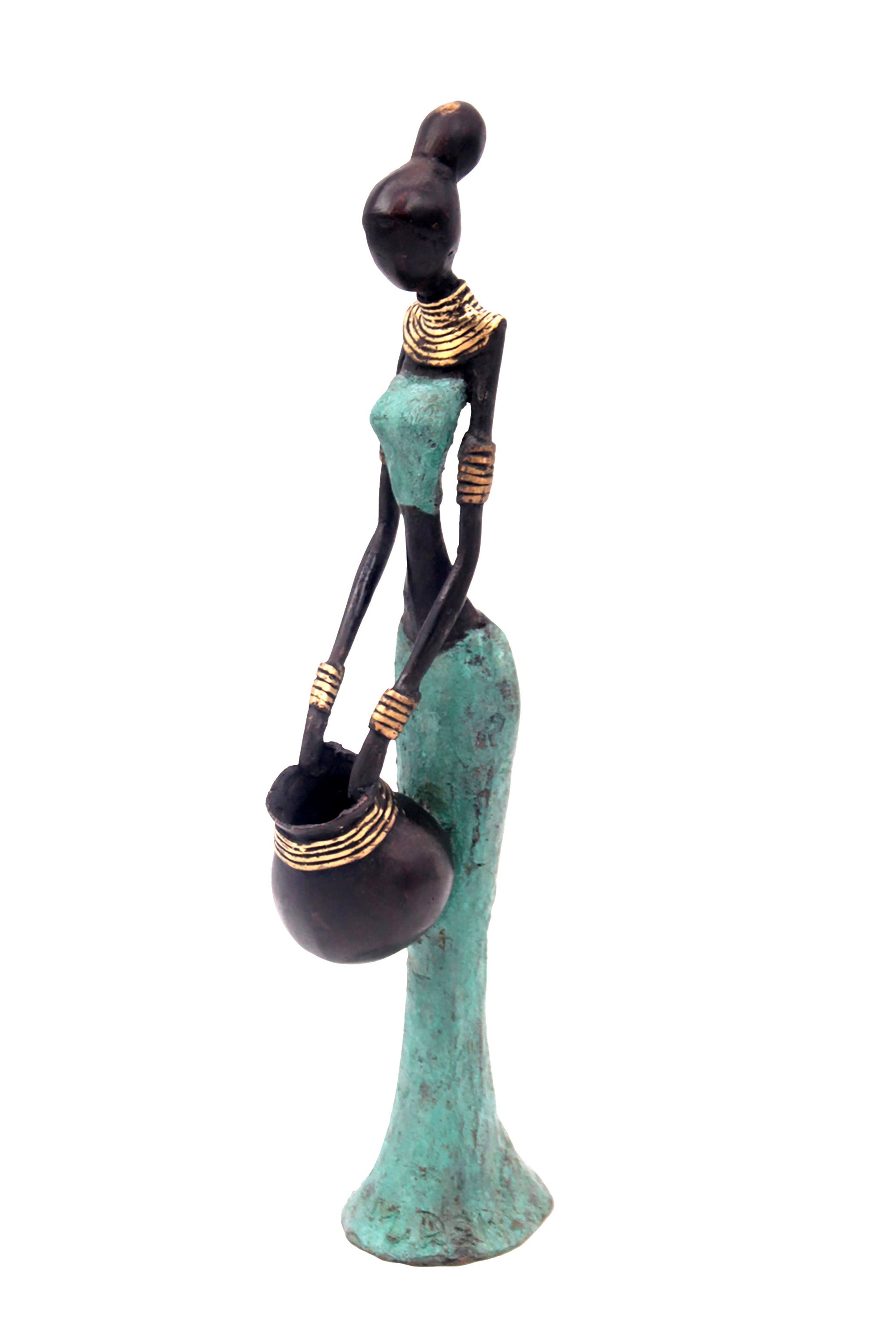 Bronze Mohamadi Dermé 30 cm turquoise n°5 Bronzes d'Afrique