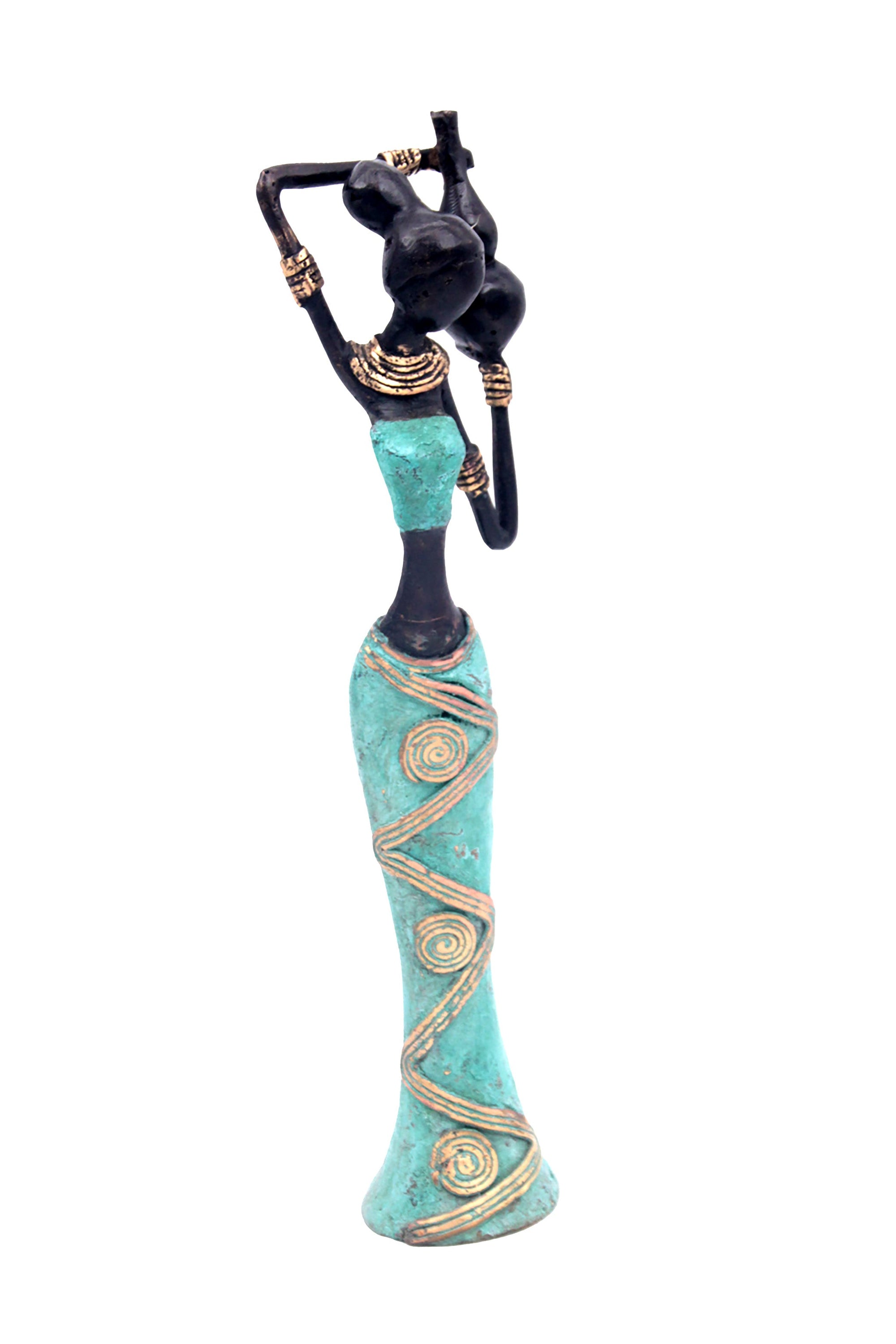 Bronze Mohamadi Dermé 30 cm turquoise n°6 Bronzes d'Afrique