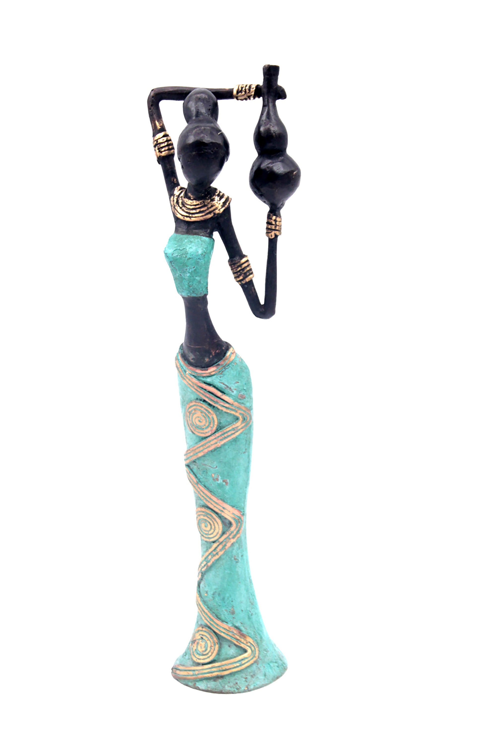 Bronze Mohamadi Dermé 30 cm turquoise n°6 Bronzes d'Afrique