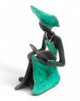 Bronze assis à poser 25 cm turquoise n°11 