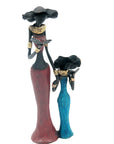 Bronze Mohamadi Dermé 30 cm bleu et rouge n°2 Bronzes d'Afrique