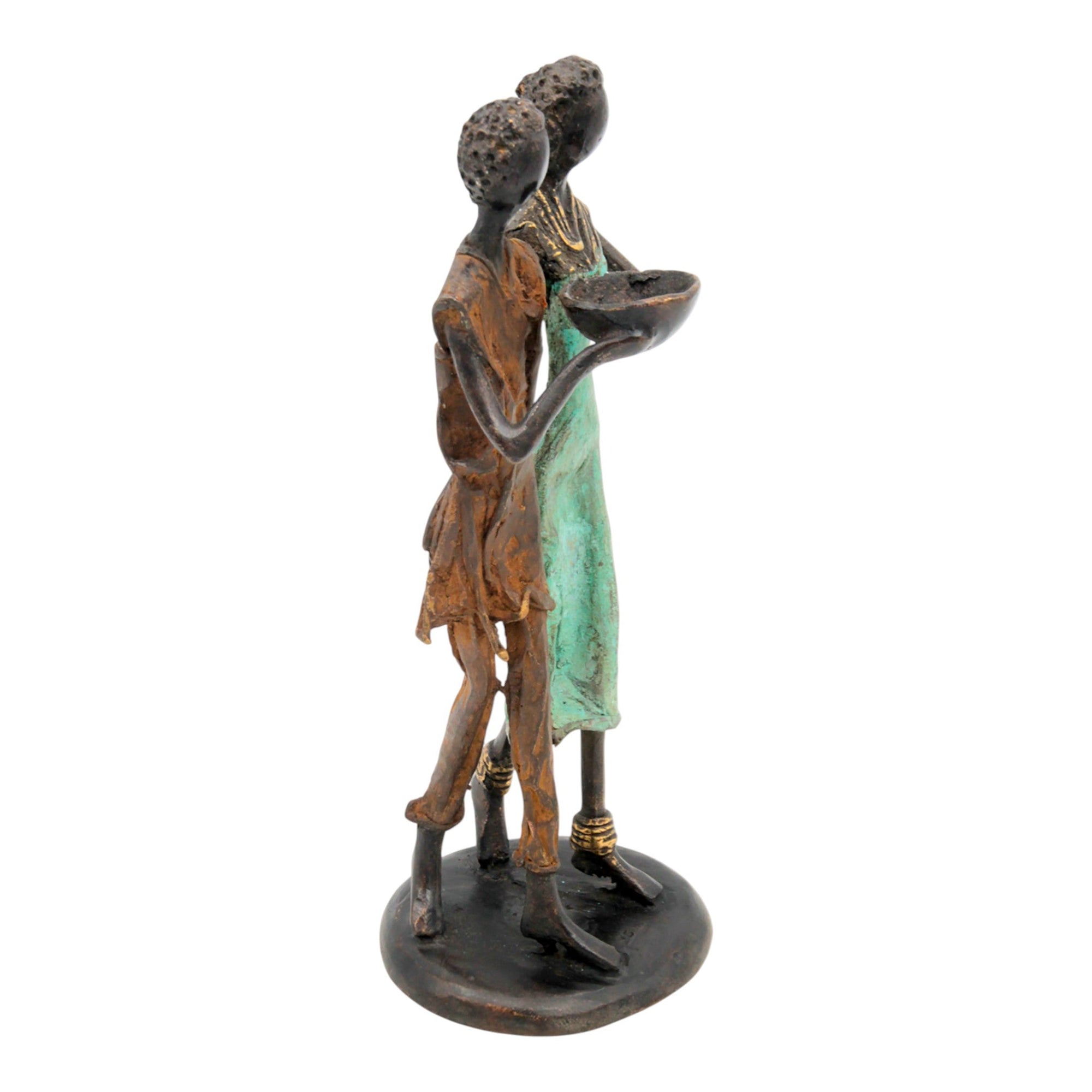 Bronze couple 25 cm marron et vert n°4 
