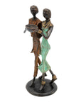 Bronze couple 25 cm marron et vert n°4 