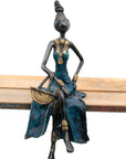 Bronze assis 35 cm bleu n°2 